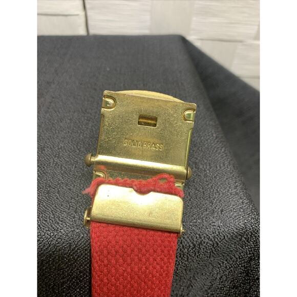 Vintage Ohio State Adjustable Red/White Belt Solid Brass Buckle 41 Inches Long - Picture 2 of 7